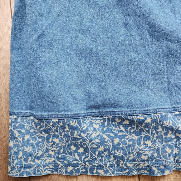 Denim&Co A line denim skirt with floral print size Large - Picture 7 of 9